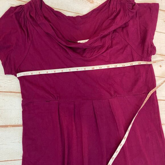 Caite Raspberry Floral Embroidery Rayon Spandex Cowl Neck Dress - Picture 10 of 12